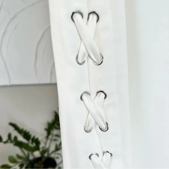 Parker Riviera Lace-Up Sides White Dress Keyhole Neck - Picture 12 of 15